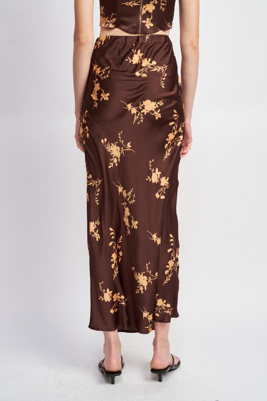 High Waist Bias Cut Maxi Skirt