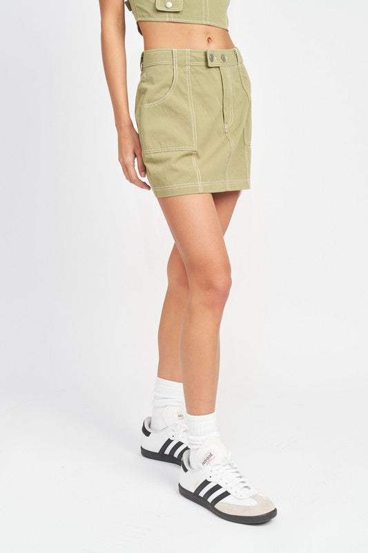 Contrast Mini Skirt