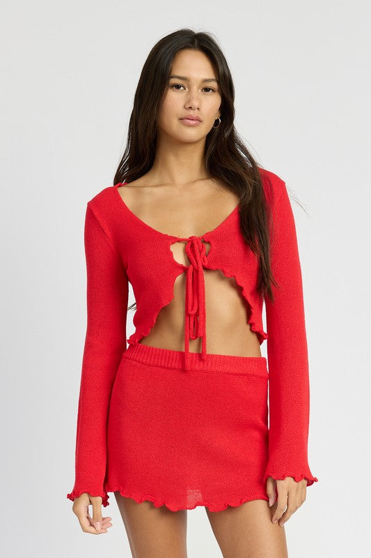 Sheer Front Tie Cardigan