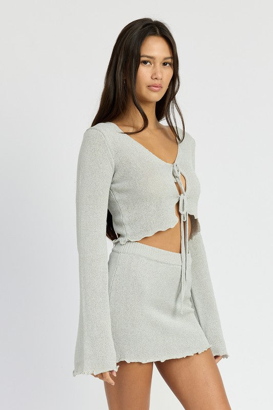 Sheer Front Tie Cardigan