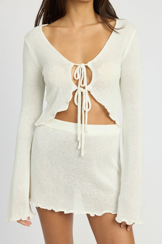 Sheer Front Tie Cardigan