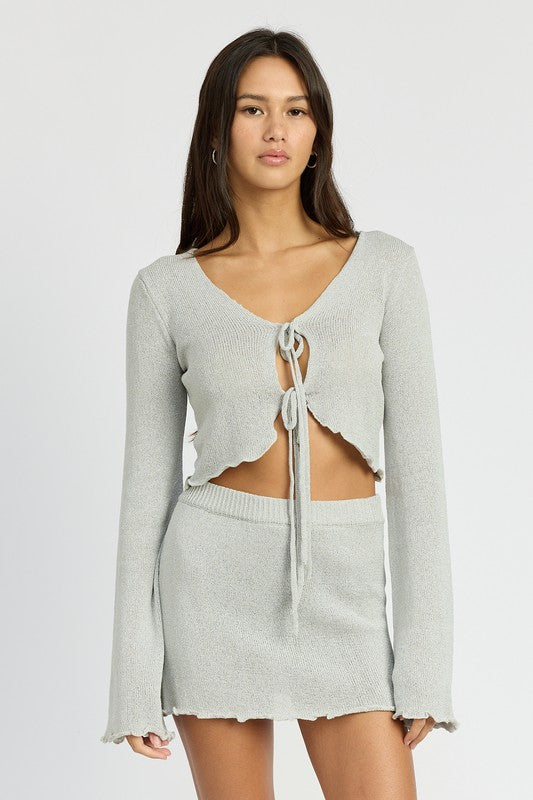 Sheer Front Tie Cardigan