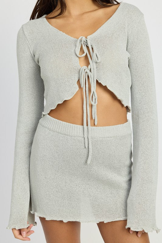 Sheer Front Tie Cardigan