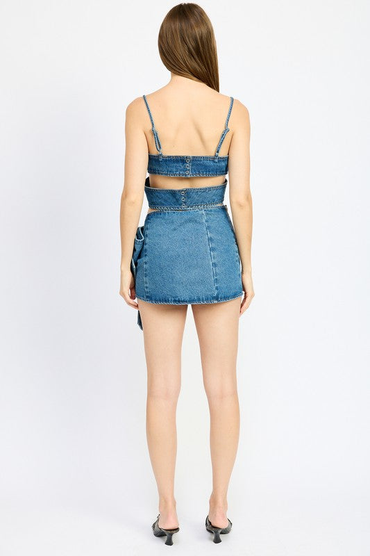 Wrapped Denim Top