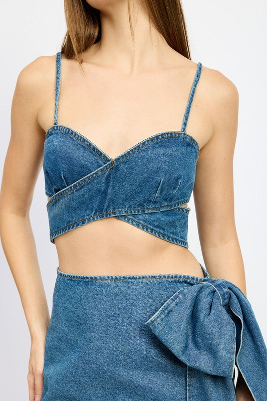 Wrapped Denim Top