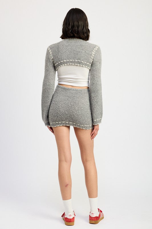 Cropped Bubble Sleeve Cardigan