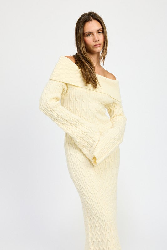 Off Shoulder Cable Maxi Dress