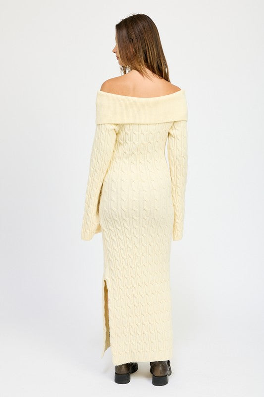 Off Shoulder Cable Maxi Dress