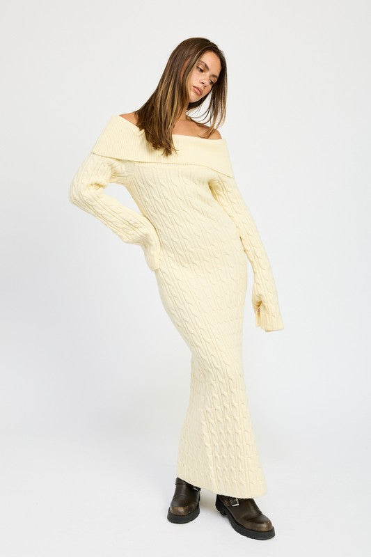 Off Shoulder Cable Maxi Dress