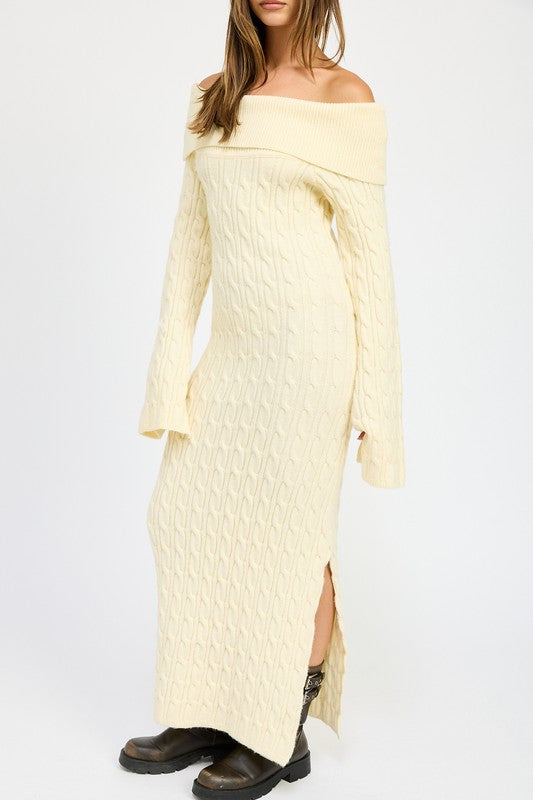 Off Shoulder Cable Maxi Dress