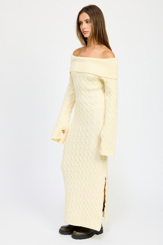 Off Shoulder Cable Maxi Dress