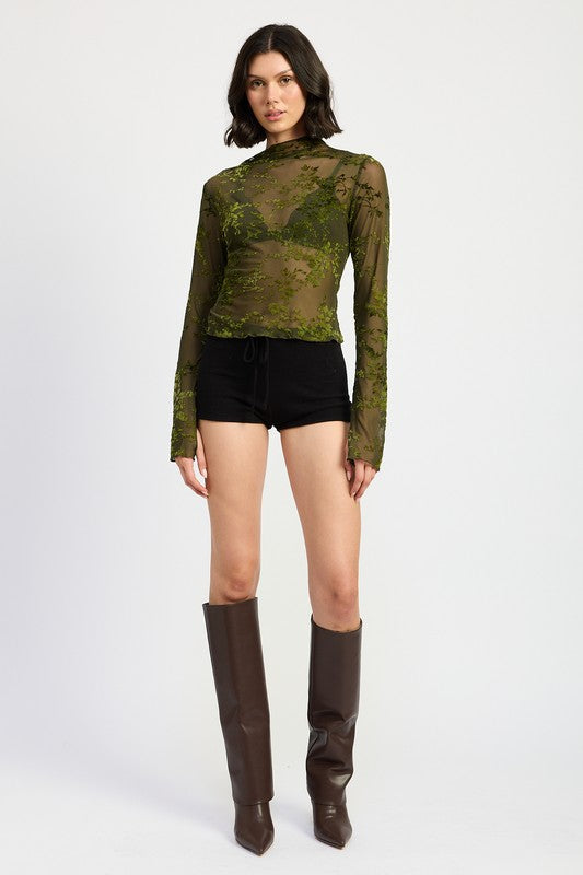 High Neck Sheer Top