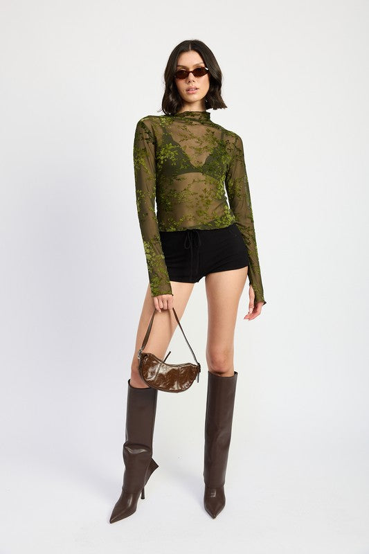 High Neck Sheer Top