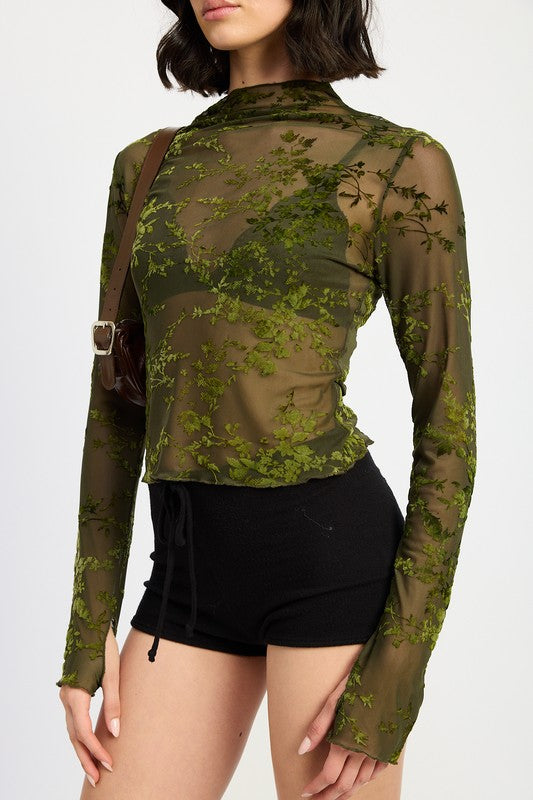 High Neck Sheer Top