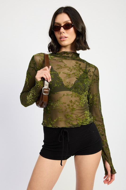 High Neck Sheer Top