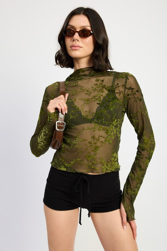 High Neck Sheer Top