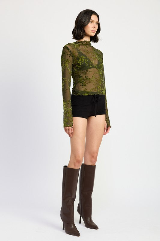 High Neck Sheer Top
