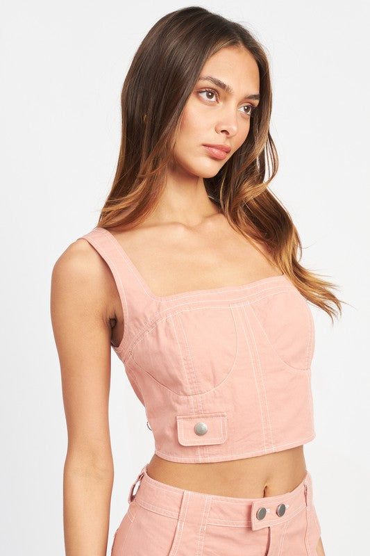 Contrast Corset Top