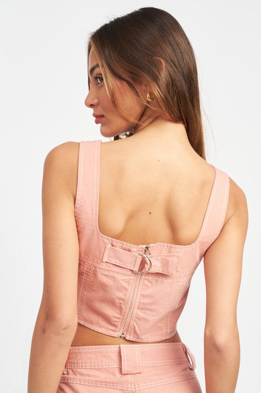 Contrast Corset Top