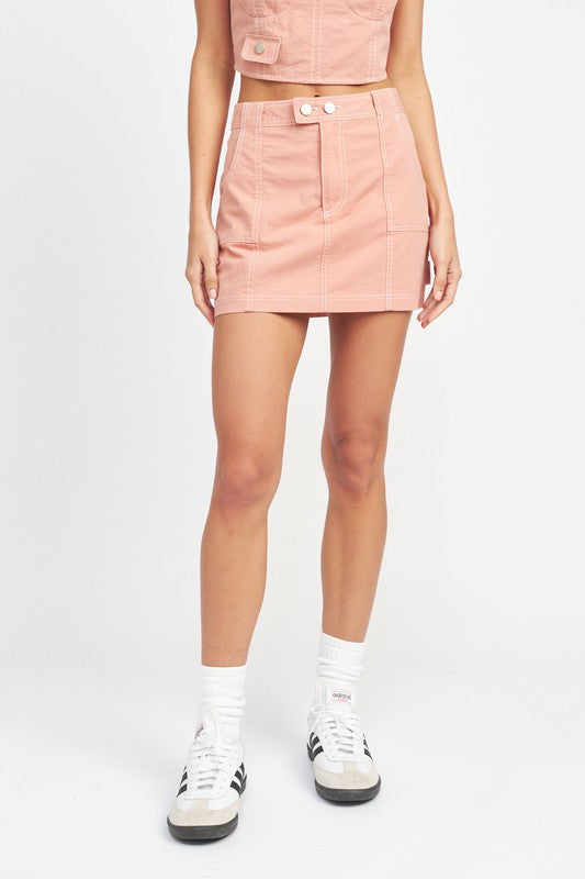 Contrast Mini Skirt