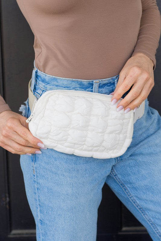 Quilted Puffer Sling Belt Bag