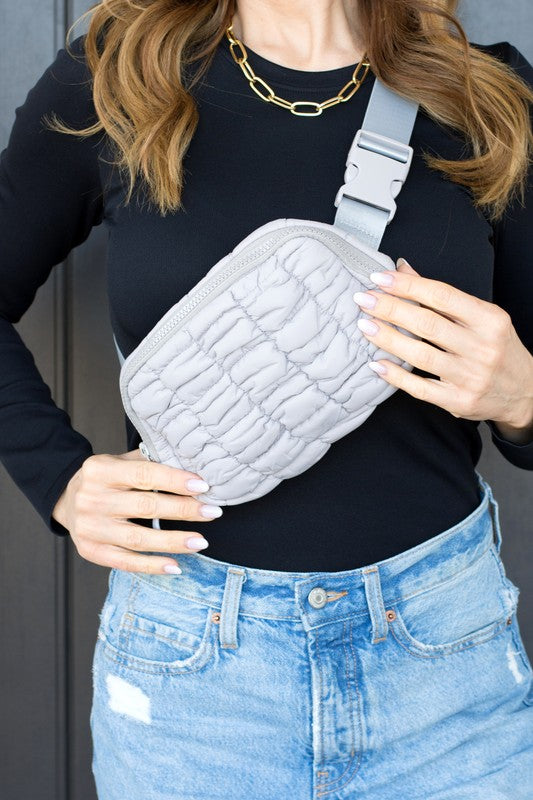 Quilted Puffer Sling Belt Bag