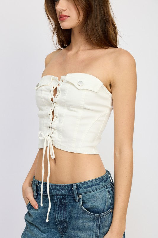 Lace Up Corset Bustier Top