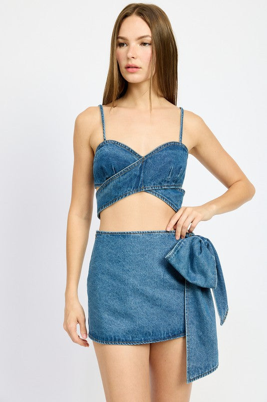 Wrapped Denim Top